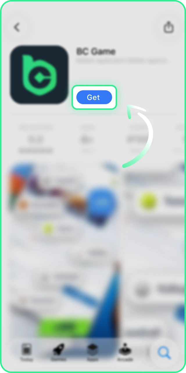 Press the Get Button in the store to download BC Game iOS.