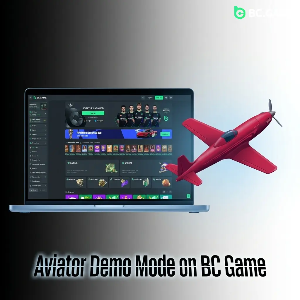 Aviator demo mode on BC Game showing virtual credits gameplay with multiplier curve and auto cash out settings