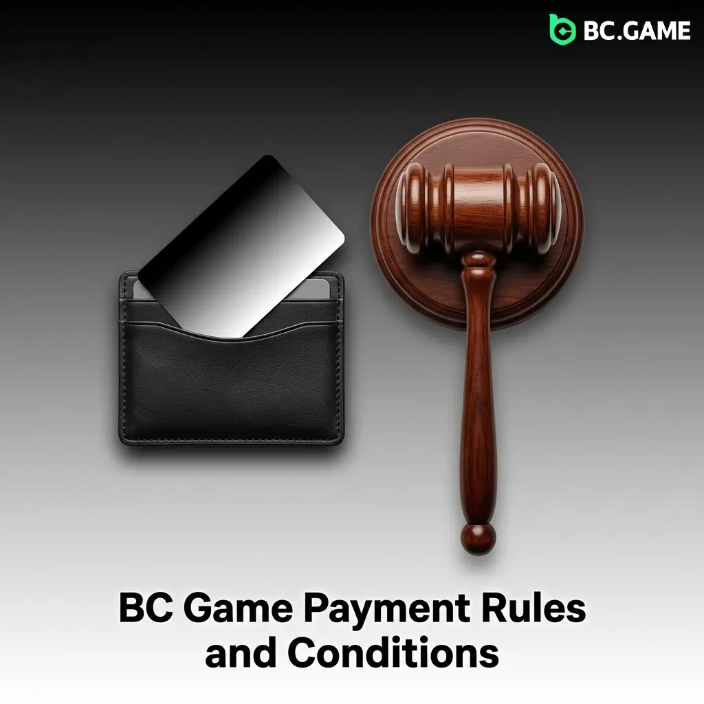 BC Game payment rules covering KYC verification, one account policy, bonus wagering, and transaction limits for Indian players