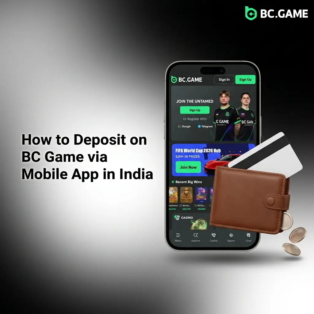 BC Game mobile app deposit process in India using UPI, PhonePe, Paytm, or crypto wallet