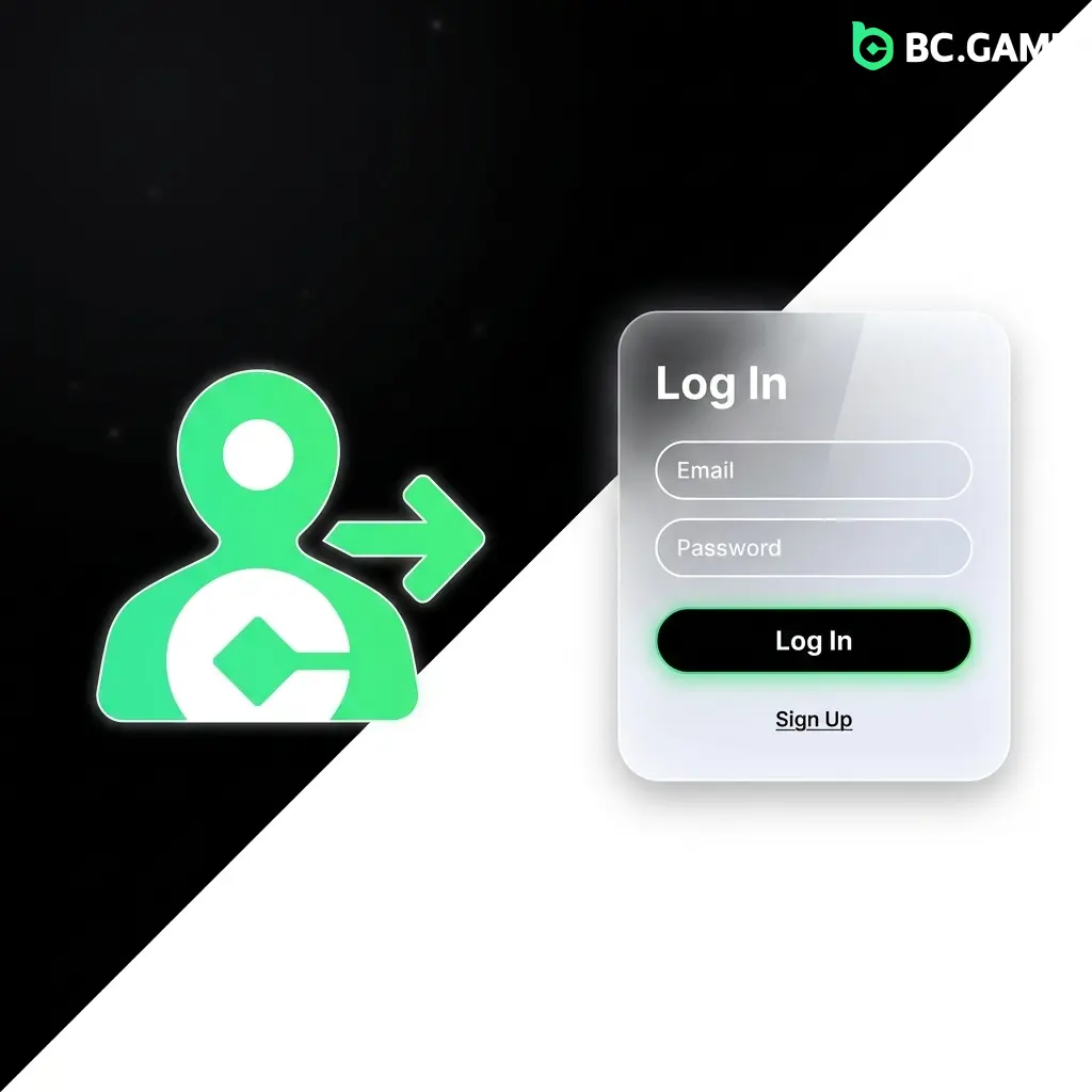 BC Game login page on website and mobile app showing email, password, and Google or Telegram sign-in options
