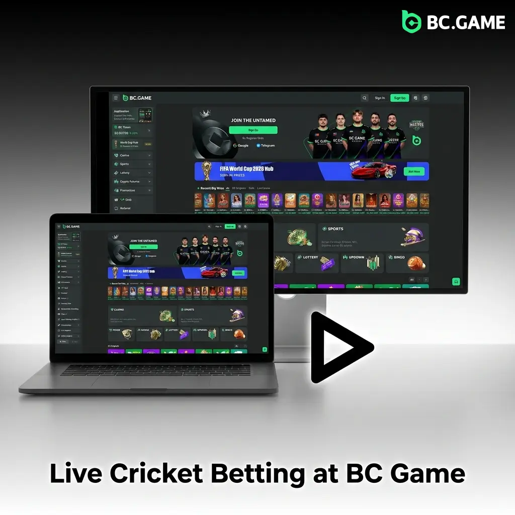 BC Game live cricket betting interface showing ball-by-ball odds updates, cash out option, and live match statistics