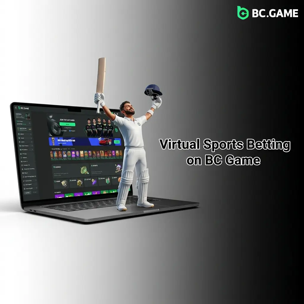 Virtual sports betting on BC Game India showing football, horse racing, cricket and greyhound racing simulations